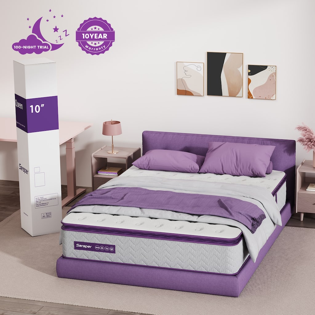 10-inch Memory Foam with Innerspring Hybrid Mattress,Pillow Top Mattress