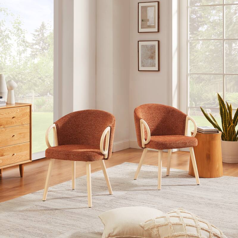 Art Leon Modern Fabric Accent Dining Wood Chair (Set of 2)