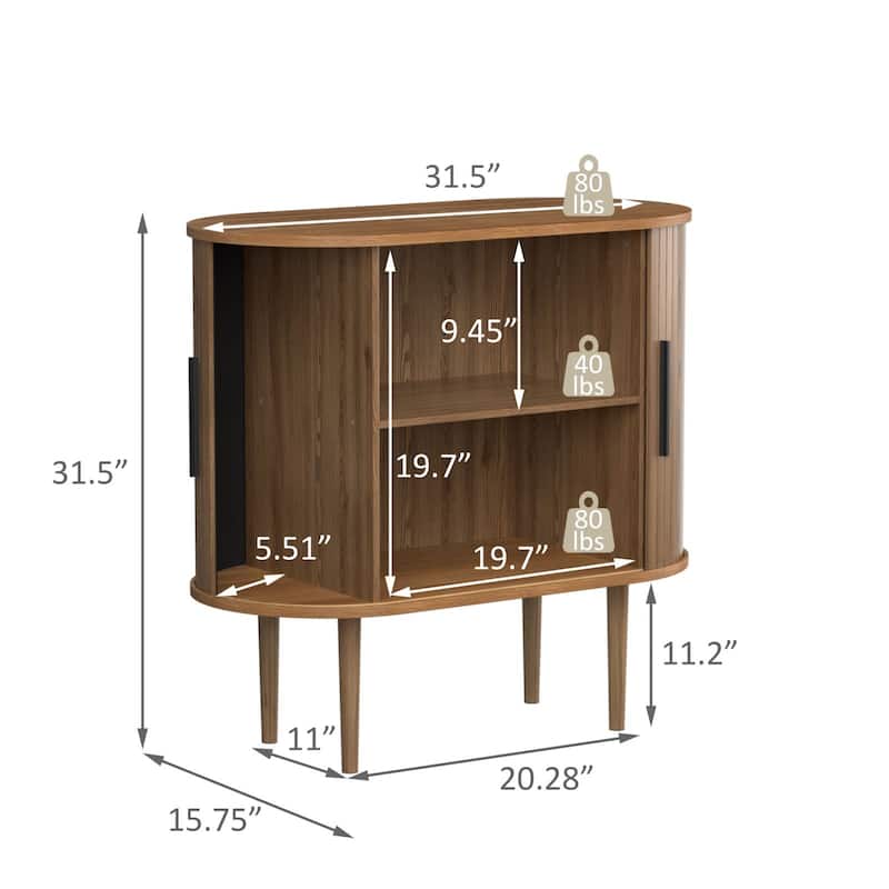 VEIKOUS Wooden Storage Sideboard with Tambour Doors, Ample Storage for Kitchen, Living Room, Bedroom