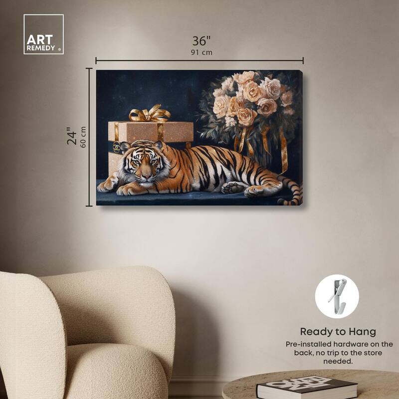Tiger Glam Gift Boxes Canvas by Art Remedy, Gallery Wrapped