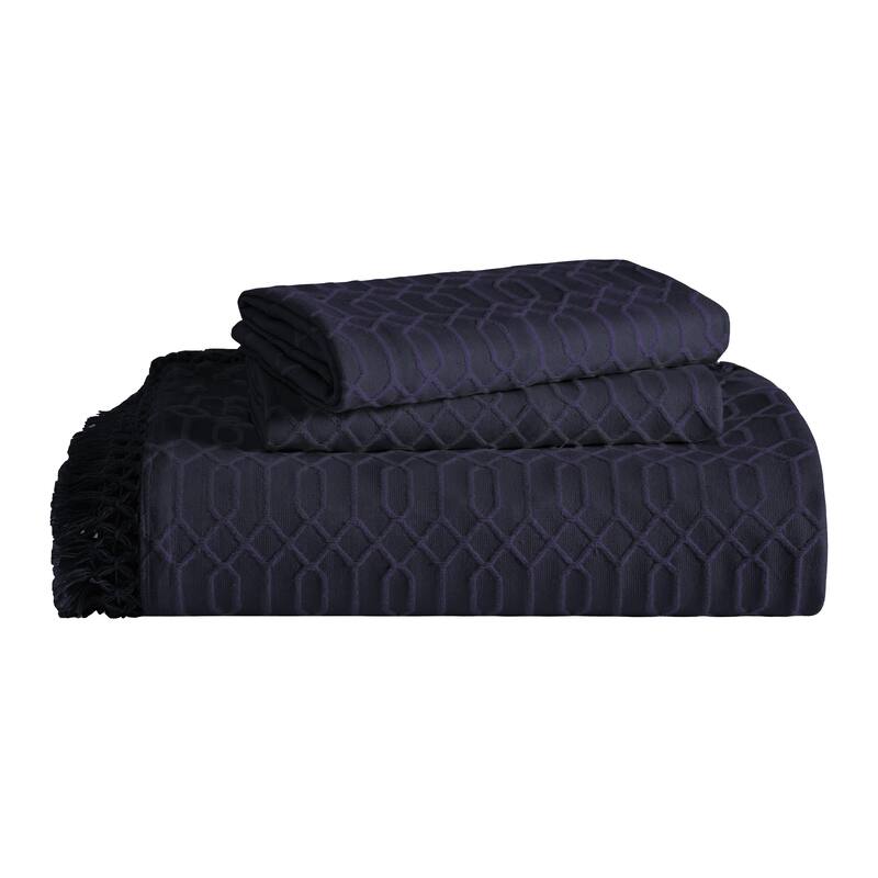 Superior Remi Jacquard Geometric Fringe Cotton Blend Bedspread Set