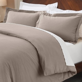 Superior Rome Brushed Flannel Cotton Solid Duvet Cover Set