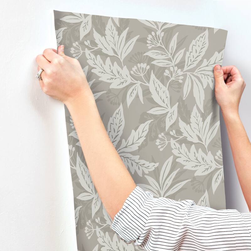A-Street Prints Anita Pewter Woodland Floral Wallpaper