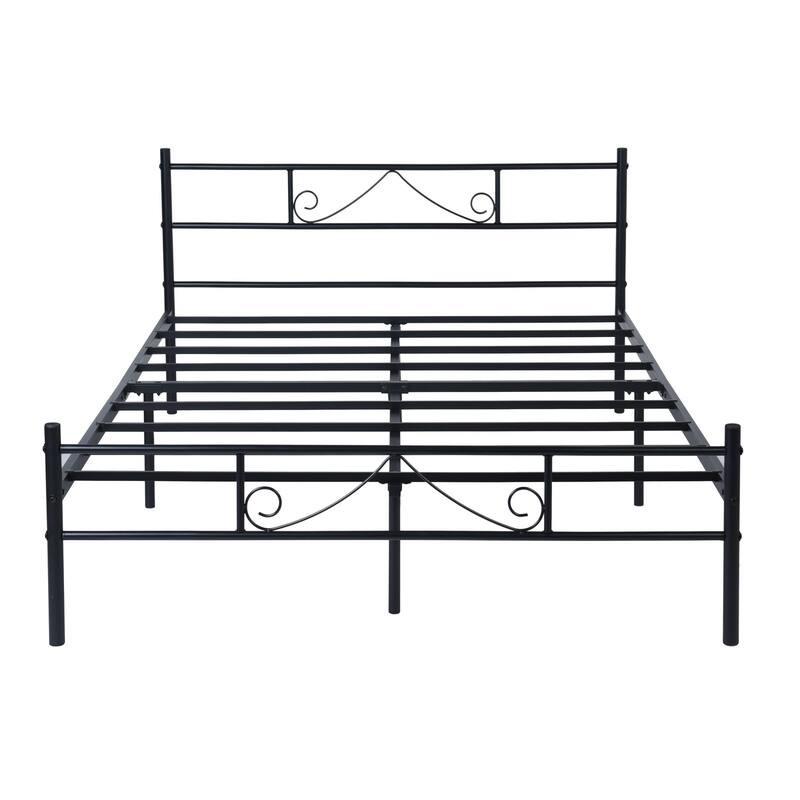 Homy Casa Black Metal Bed Frame with Headboard & Footboard, Full Size