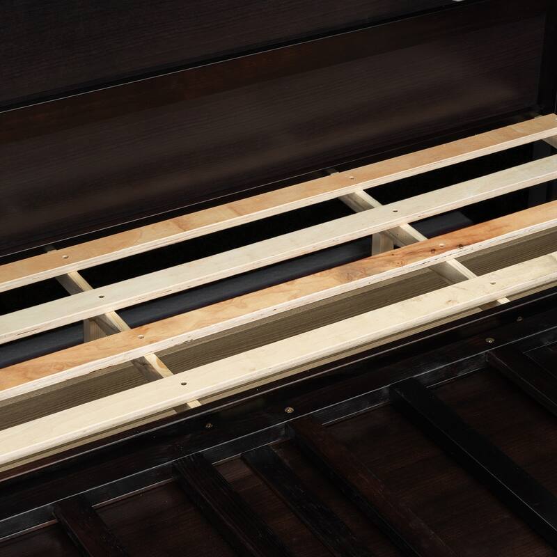 Queen Size Murphy Bed with USB Ports and Large Storage Drawers, Space-Saving Wall Bed Cabinet, Modern Brushed Finish