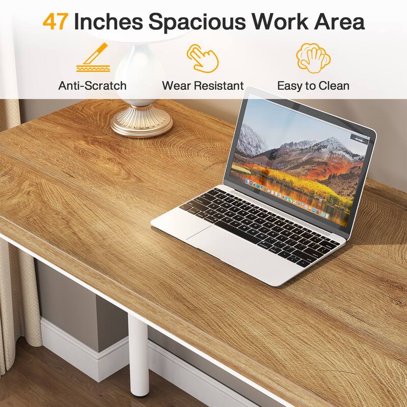 Modern Computer Desk with 5 Reversible Drawers, Storage Home Office Desk, PC/Laptop Desk, Study Writing Table Workstation