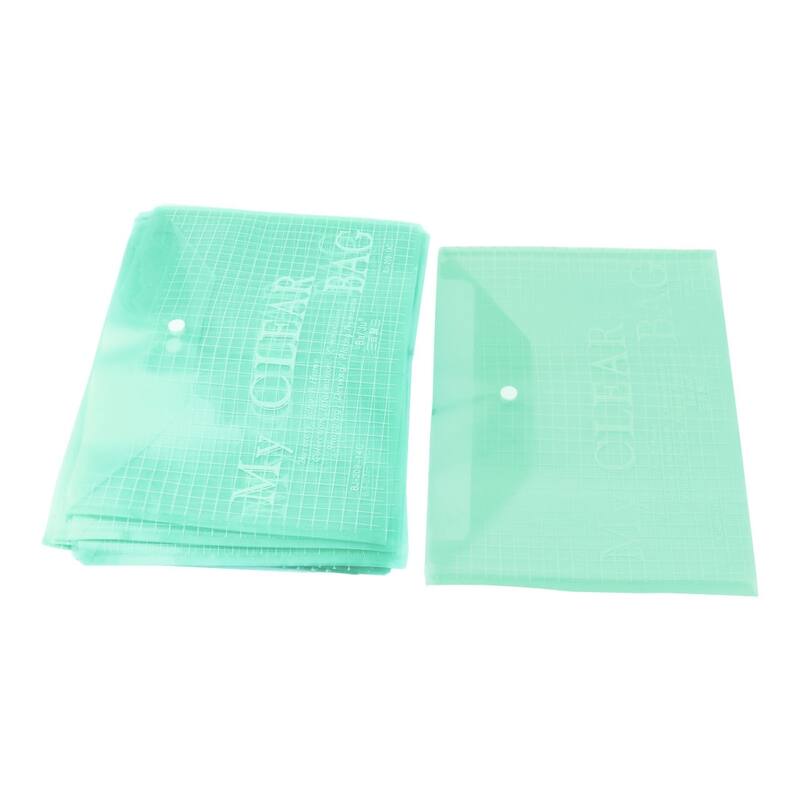School Plastic A4 Paper File Bag Document Holder 0.08cm Thickness 20pcs - Green