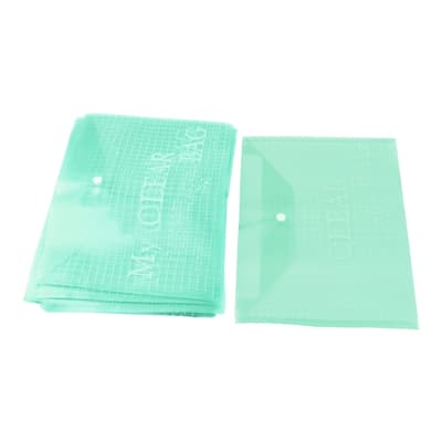 School Plastic A4 Paper File Bag Document Holder 0.08cm Thickness 20pcs - Green