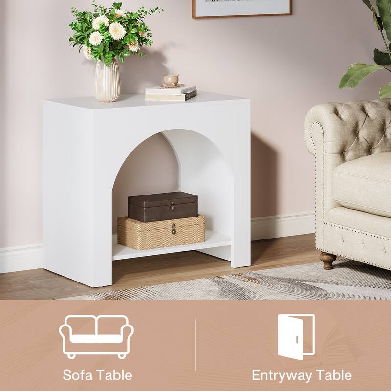 Farmhouse End Table for Living Room Large Side Table with Storage Sofa Table