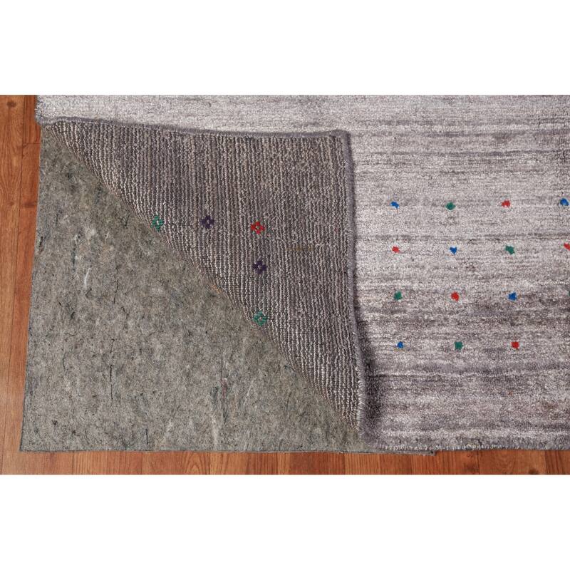 Gray Gabbeh Indian Area Rug Handmade Bedroom Wool Carpet - 9'0" x 12'0"