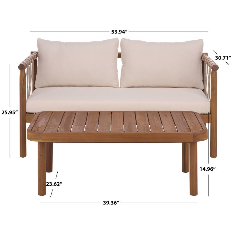 SAFAVIEH Outdoor Living Sabrina Bench and Table - 54"W x 27"D x 29"H