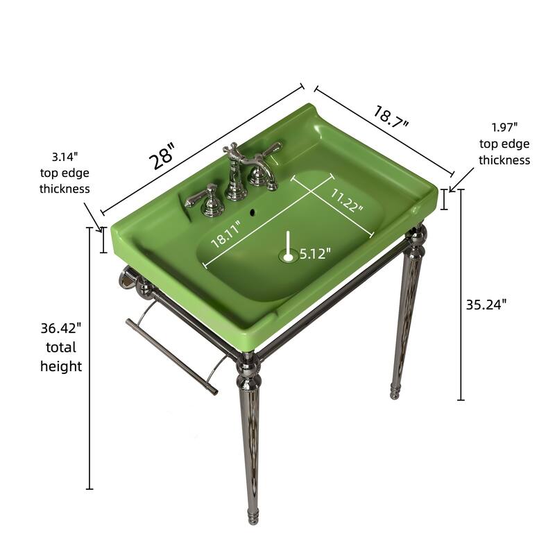 Wall-Mounted Bathroom Vanity with Ceramic Basin and Metal Legs