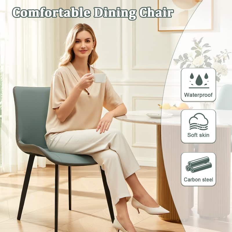 Dark Green Padded Chair khaki Side Chair Set of 2 Dining Chair Vanity Chair Accent Chair Reception Chair with Metal Legs