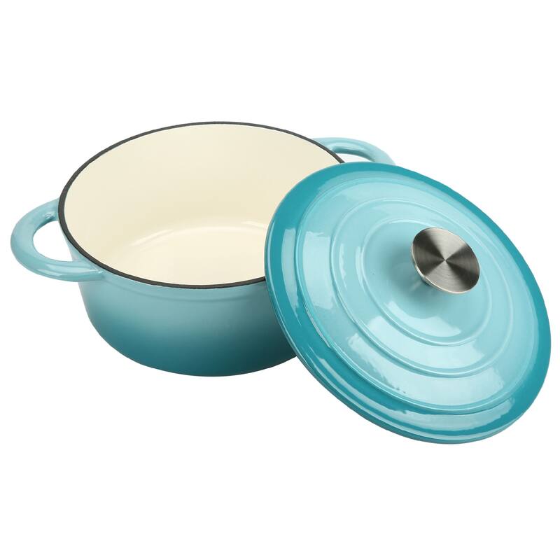 Enameled Cast Iron Dutch Oven with Self Basting Lid Cookware Pot 4.5QT - Blue