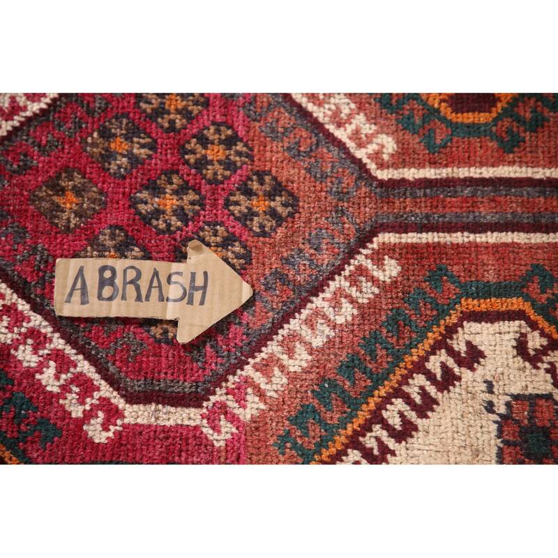 Geometric Bakhtiari Persian Vintage Area Rug Hand-knotted Wool Carpet - 4'2"x 7'3"