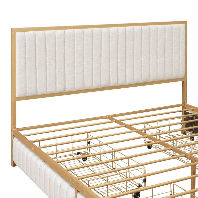 Superior Quality Metal Platform Bed Frame with 4 Drawers Storage Bed