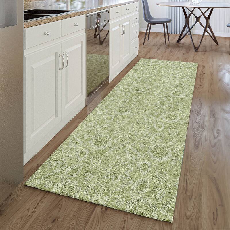 Premium Washable Super Soft Floral Modern Mayfield Rug - Aloe - 2' 3" x 7' 6" - Runner