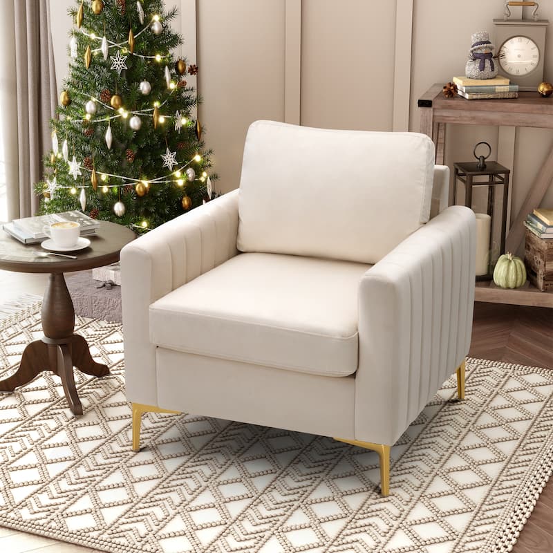 Upholstered Club Chair Accent Chair Velvet Arm Chair Comfortable Sofa Chair - See picture