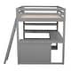 preview thumbnail 8 of 11, Multi-Function Full Size Wood Loft Bed with Shelves and Desk Under-Bed