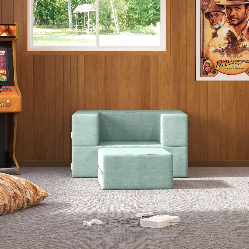 Jaxx Zipline Convertible Sleeper Chair and Ottoman/ Twin-size Bed