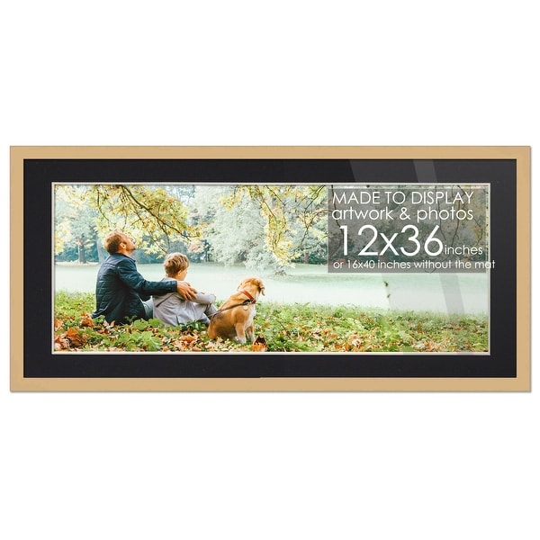 16x40 Natural Picture Frame with 11.5x35.5 Black Mat Opening for