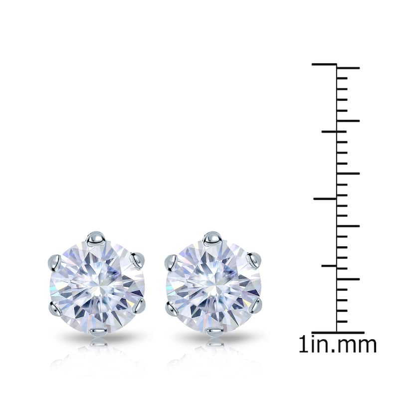 Auriya 4ctw Round Moissanite Stud Earrings 14k Gold - 8.2 mm
