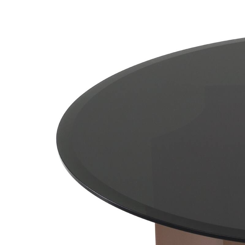 Cid Ingo Coffee Table, 32 Inch Black Mirrored Glass Top, Wine Red Base