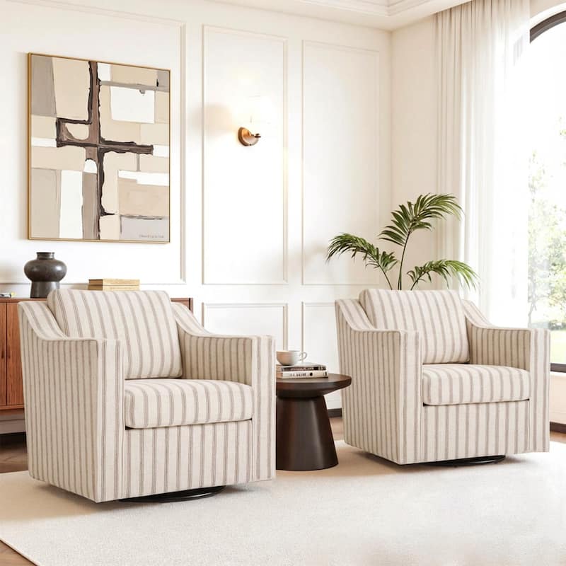 Modern Swivel Upholstered Armchair Accent chair Set of 2