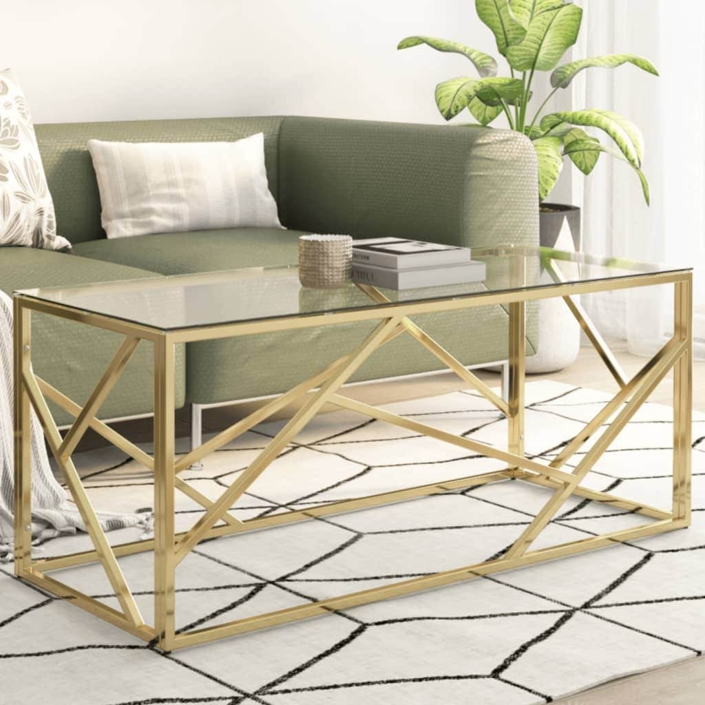 vidaXL Coffee Table Accent End Table Living Room Furniture Stainless Steel - 43.3" x 17.7" x 17.7"