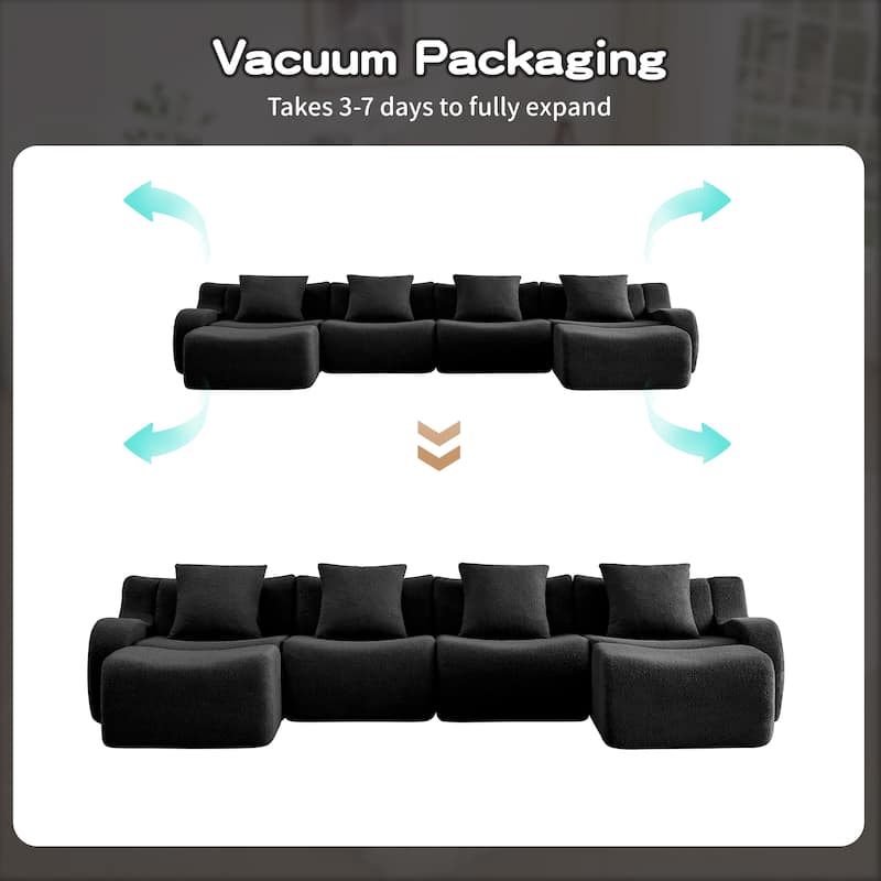 GDF Studio - Fairford U-Shaped 4-Seat Modular Sofa With Curved Armrests & Non-Slip Base