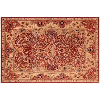 Boho Chic Ziegler Keisha Red Beige Hand-knotted Wool Rug - 8 ft. 1 in. x 9 ft. 6 in.