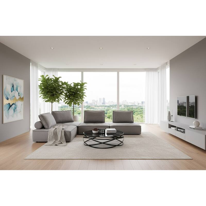 Nolden Modern Grey Fabric Modular 4-Piece Sectional Sofa