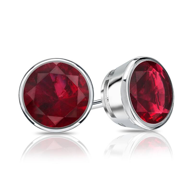 Auriya 14k Gold 1/4ctw Bezel-set Ruby Gemstone Stud Earrings - White
