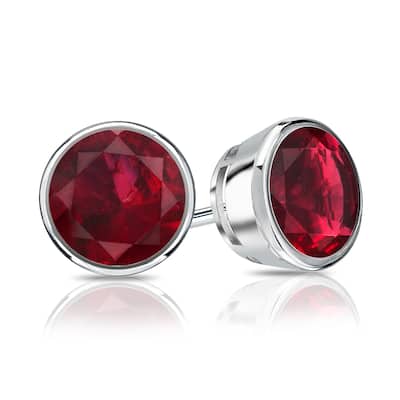 Auriya 14k Gold 1/4ctw Bezel-set Ruby Gemstone Stud Earrings