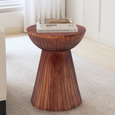 Christopher Knight Home Modern Mango Wood Drum-Shaped End Table