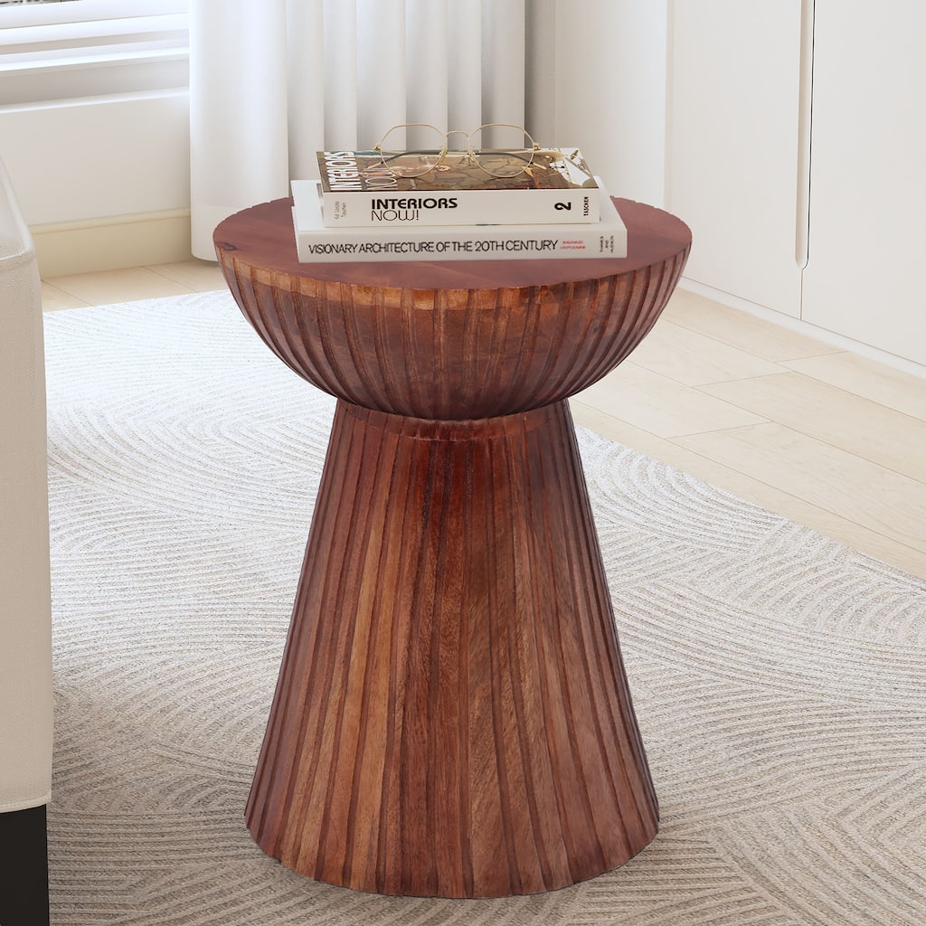Christopher Knight Home Modern Mango Wood Drum-Shaped End Table