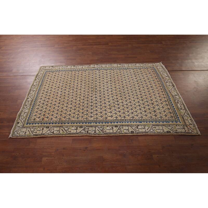 All-Over Boteh Botemir Foyer Rug Hand-Knotted Wool Carpet - 3'9" x 6'3"