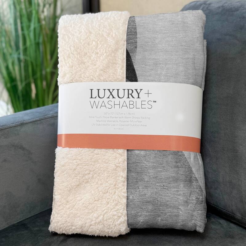 Premium Machine Washable Modern Contemporary Sherpa Throw Blanket
