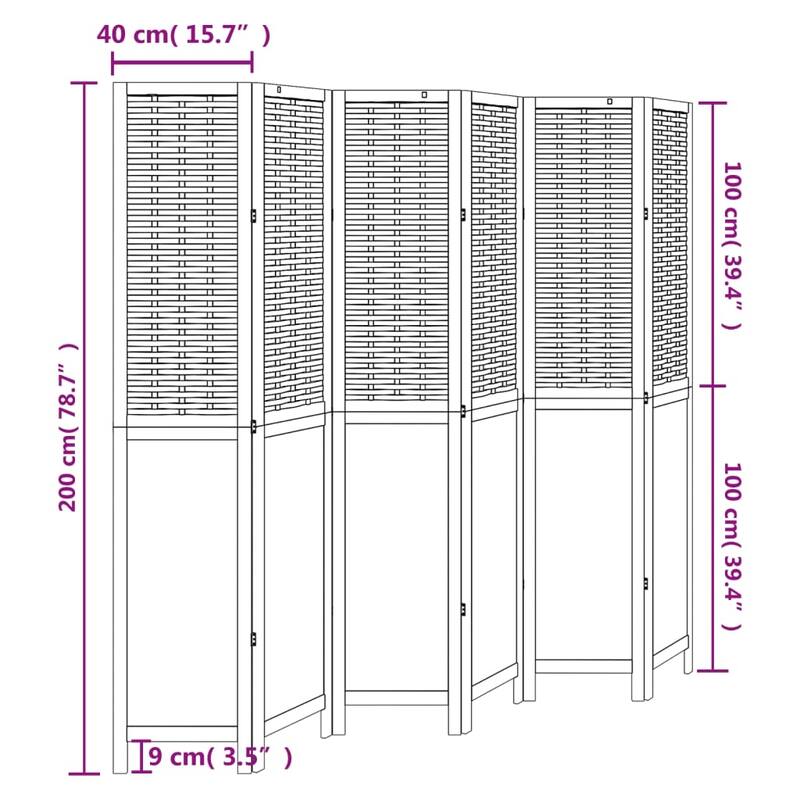 vidaXL Room Divider Privacy Screen Living Room Dark Brown Solid Wood Paulownia