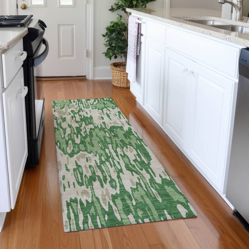 Premium Washable Super Soft Abstract Harmony Mayfield Rug - Green - 2'3" x 7'6"
