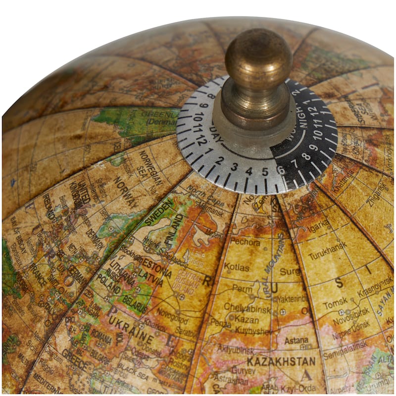 Wood World Map Globe Bookends - Set of 2 Brown - Roche River Decor - 5"W x 6"L x 8"H