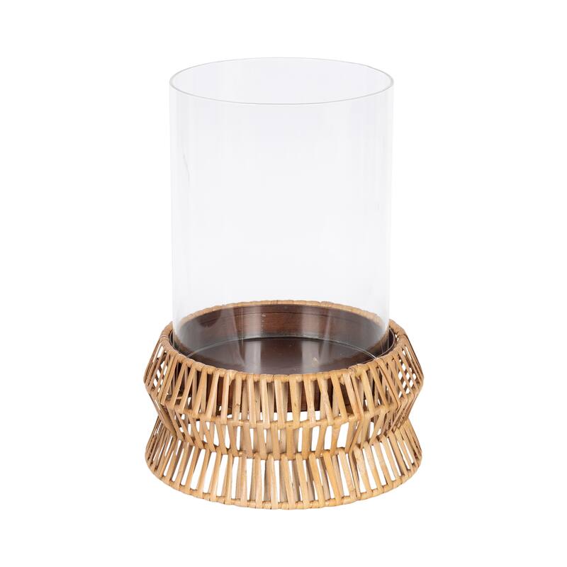 Kate and Laurel Rashana Rattan Pillar Candle Holder - 8x8x11 - 8x8x11 - Natural