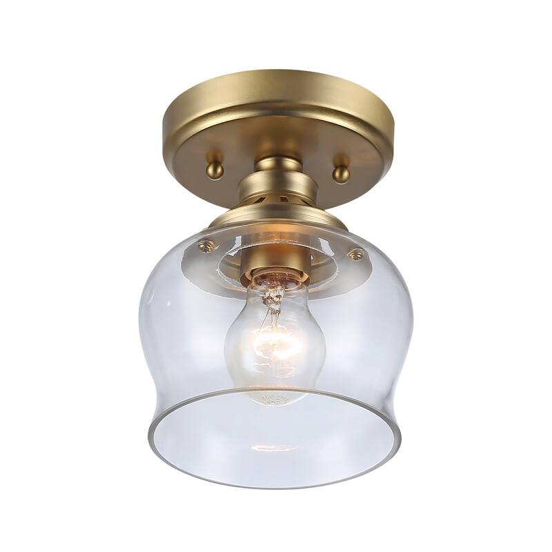Wry Lighting Daphne 1-light Semi-Flush Mount in Brushed Champagne Brass - Brushed Champagne Bronze - 1-Light Semi-flush