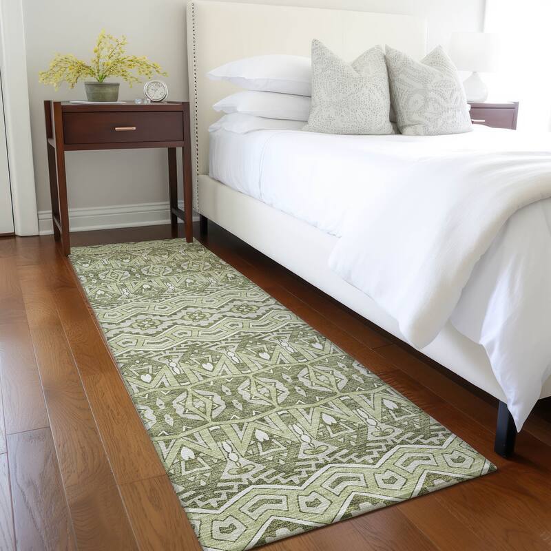 Machine Washable Indoor/ Outdoor Chantille Mosaic Global Rug