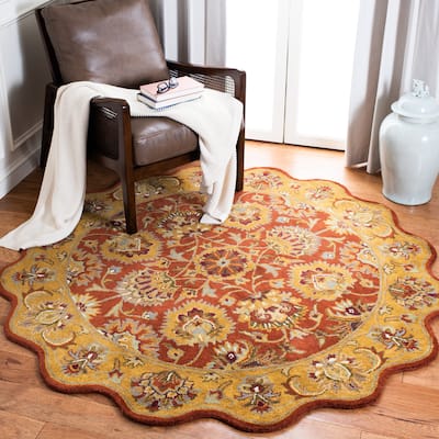 SAFAVIEH Handmade Heritage Traditional Rust/ Beige Wool Rug
