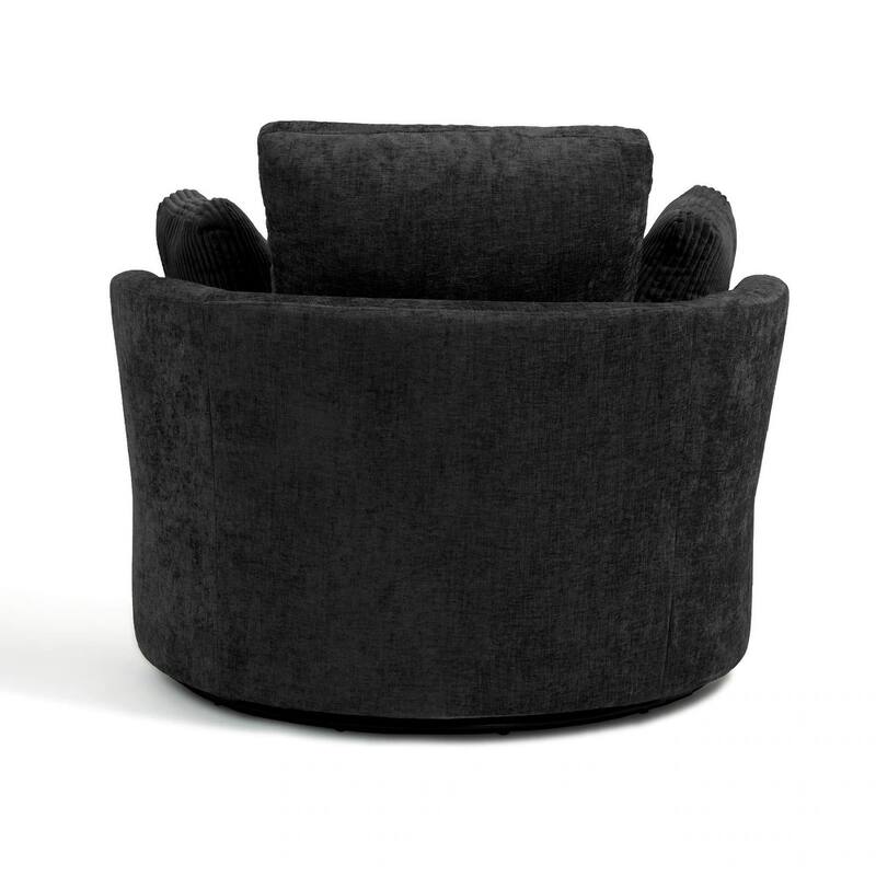 41" W Oversized Accent Barrel Swivel Chair with Moon Storage Ottoman