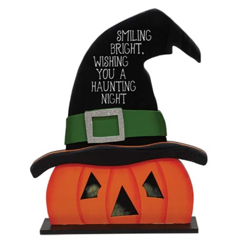 12"H Halloween Witch Jack Wooden Decor Orange Black Green Layered Cutout Tabletop Accent - 12" H x 8.75" W x 2.5" D