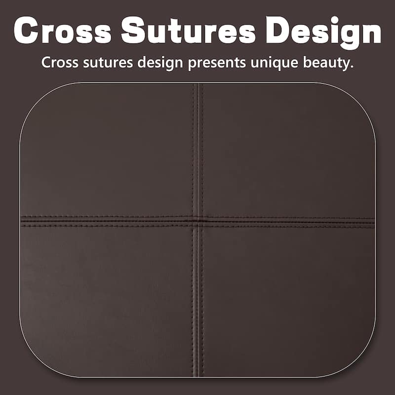 Faux Leather Round Storage Ottoman