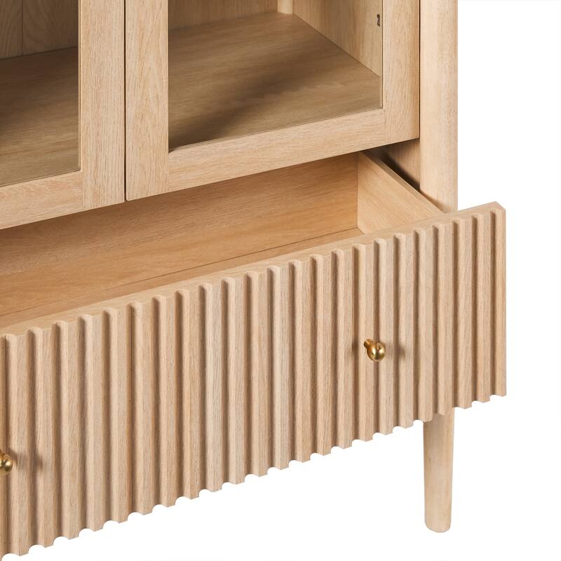 Walker Edison Modern Fluted Glass Bookshelf Cabinet