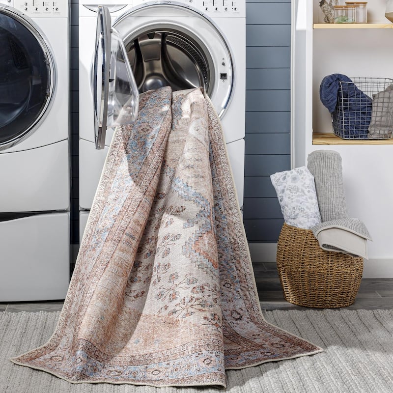 Livabliss Vintage Amelie Medallion Washable Area Rug